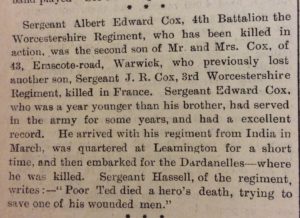 Warwick Advertiser 27th November 1915 p8