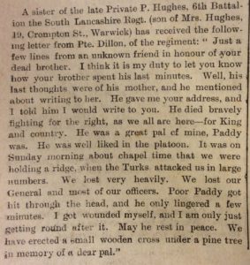 Warwick Advertiser 11th December 1915