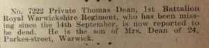 Warwick Advertiser 4th December 1915